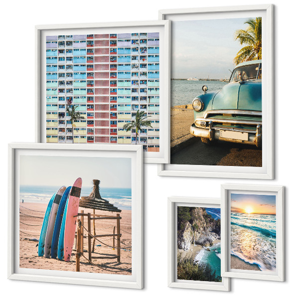 Set 5 slik v okvirju Elegantne pokrajine na plaži