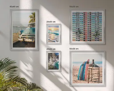 Elegantne pokrajine na plaži komplet 5 slik v okvirju
