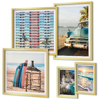 Set 5 slik v okvirju Elegantne pokrajine na plaži