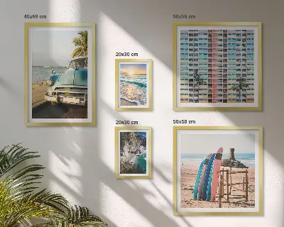 Elegantne pokrajine na plaži komplet 5 slik v okvirju