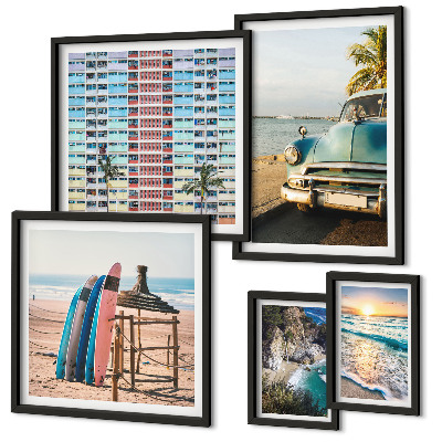 Set 5 slik v okvirju Elegantne pokrajine na plaži