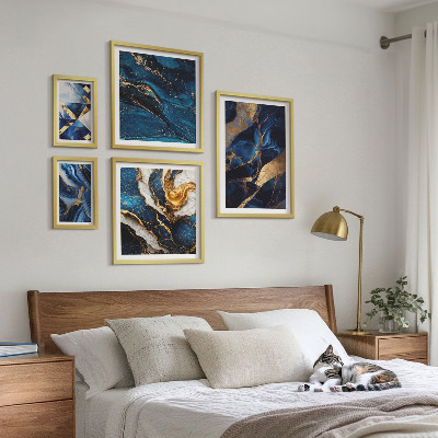 Set 5 slik v okvirju Abstraktni modri vzorci