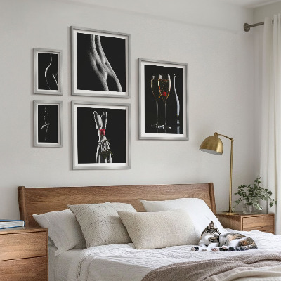 Poliptih v okvirju Elegantni moderni poudarki Črna in rdeča