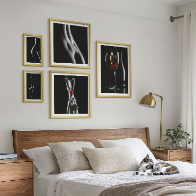 Poliptih v okvirju Elegantni moderni poudarki Črna in rdeča