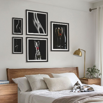 Poliptih v okvirju Elegantni moderni poudarki Črna in rdeča