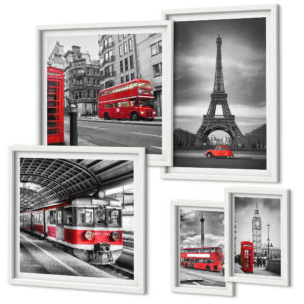 Set 5 slik v okvirju Elegantni razgledi na London in Pariz