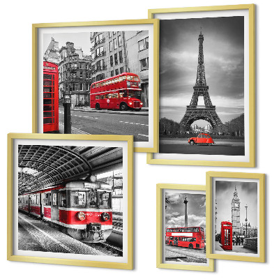 Set 5 slik v okvirju Elegantni razgledi na London in Pariz