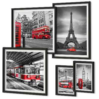 Set 5 slik v okvirju Elegantni razgledi na London in Pariz