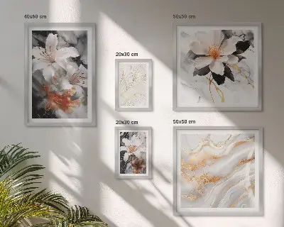Komplet 5 slik v okvirju z motivom cvetličnega marmornega ozadja