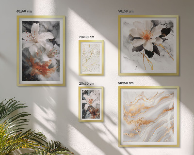 Set 5 slik v okvirju Eleganca cvetličnega marmornega ozadja