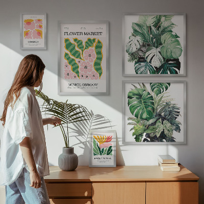 Komplet ujemajočih se slik Rastlinski motivi boho cvetja