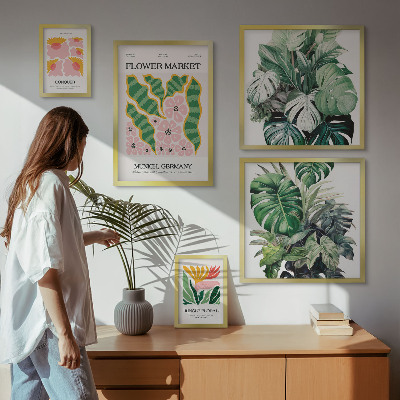Komplet ujemajočih se slik Rastlinski motivi boho cvetja
