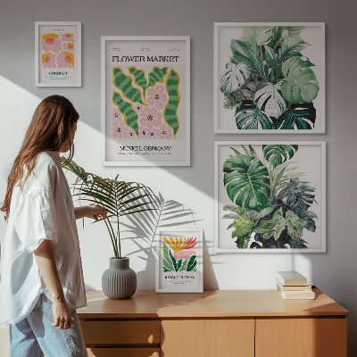 Komplet ujemajočih se slik Rastlinski motivi boho cvetja