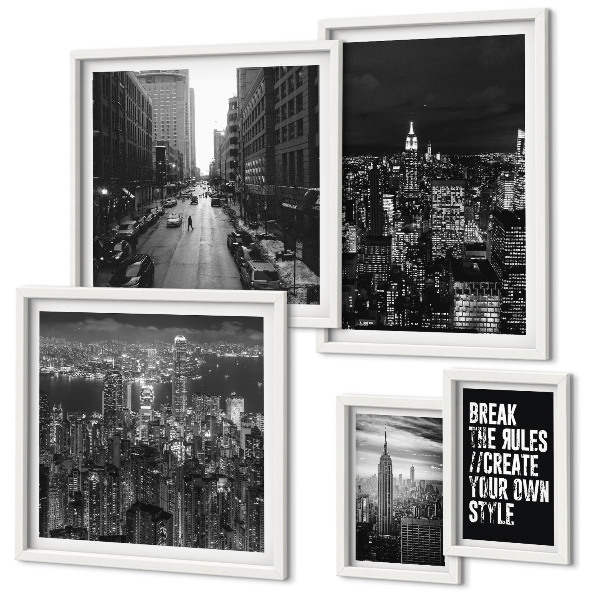 Set 5 slik v okvirju Črno-beli pogledi na New York