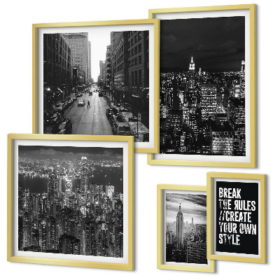 Set 5 slik v okvirju Črno-beli pogledi na New York