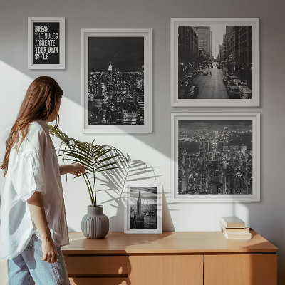 Set 5 slik v okvirju Črno-beli pogledi na New York