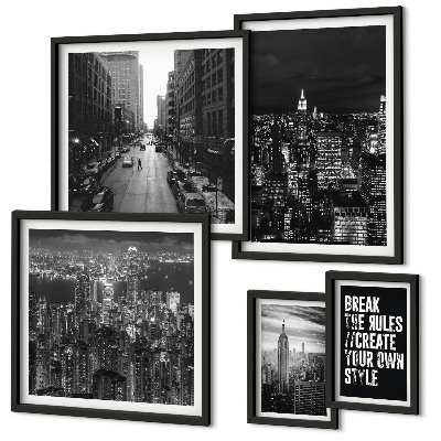 Set 5 slik v okvirju Črno-beli pogledi na New York