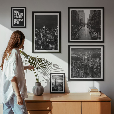 Set 5 slik v okvirju Črno-beli pogledi na New York