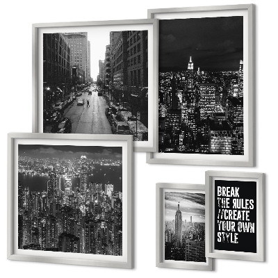 Set 5 slik v okvirju Črno-beli pogledi na New York
