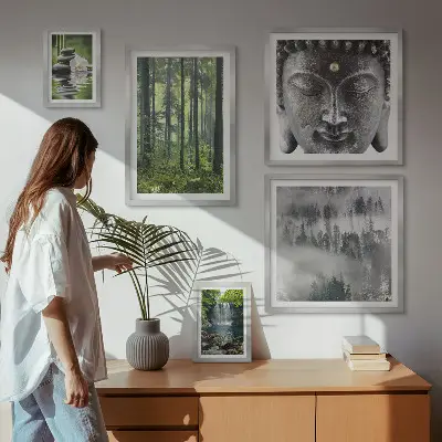 Poliptih v okvirju sproščujoči zen motivi z naravno tematiko