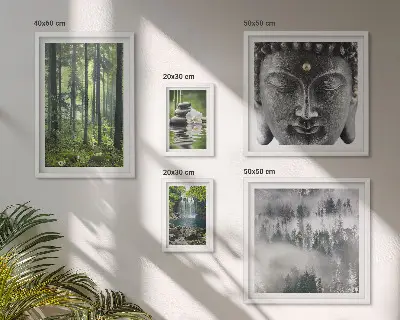 Poliptih v okvirju sproščujoči zen motivi z naravno tematiko