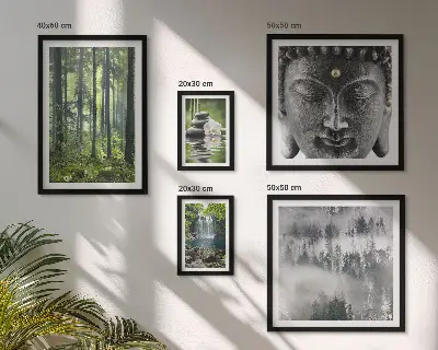 Poliptih v okvirju sproščujoči zen motivi z naravno tematiko