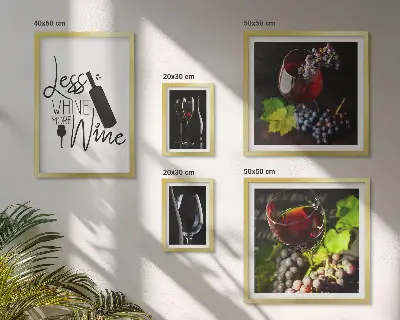 Komplet 5 slik v okvirju elegantni motivi z vinskim motivom in dodatki