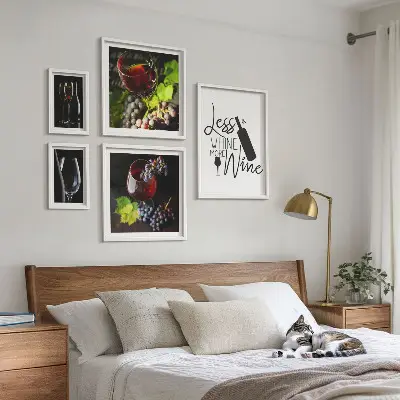 Komplet 5 slik v okvirju elegantni motivi z vinskim motivom in dodatki