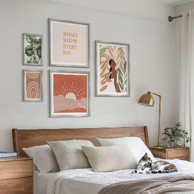 Set 5 slik v okvirju Rastlinski motiv v boho slogu