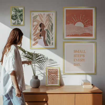 Set 5 slik v okvirju Rastlinski motiv v boho slogu