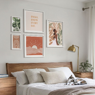 Set 5 slik v okvirju Rastlinski motiv v boho slogu