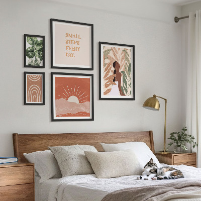 Set 5 slik v okvirju Rastlinski motiv v boho slogu
