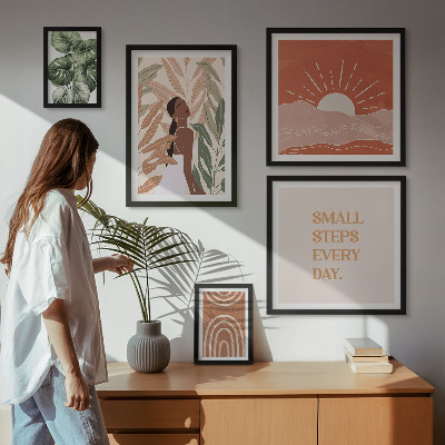 Set 5 slik v okvirju Rastlinski motiv v boho slogu