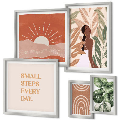 Set 5 slik v okvirju Rastlinski motiv v boho slogu