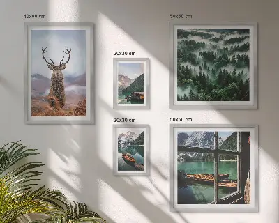 Komplet ujemajočih se slik narava z motivi divjih živali in gora
