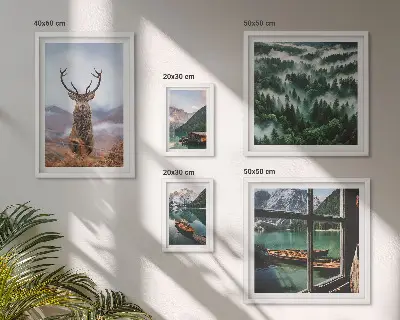 Komplet ujemajočih se slik narava z motivi divjih živali in gora