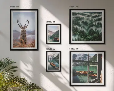 Komplet ujemajočih se slik narava z motivi divjih živali in gora