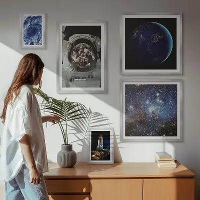 Vesoljska odkritja astronavtov komplet 5 slik v okvirju