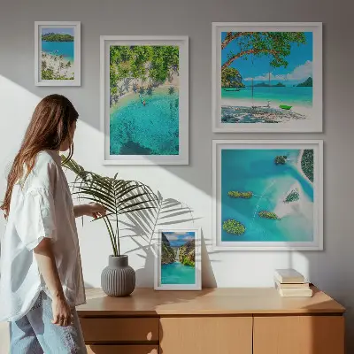 Komplet 5 slik v okvirju tropske plaže in rajske vode