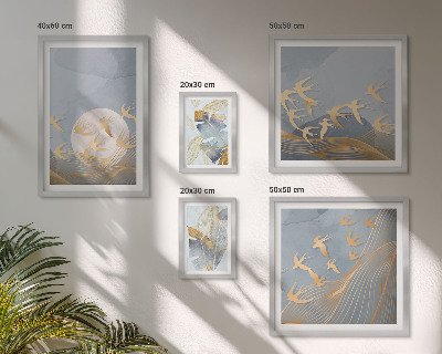 Set 5 slik v okvirju Elegantne ptice puščajo sivo