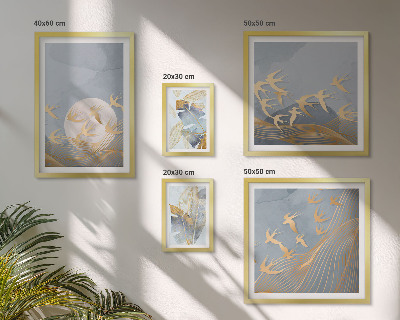 Set 5 slik v okvirju Elegantne ptice puščajo sivo