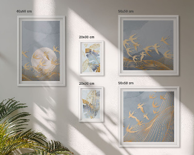 Set 5 slik v okvirju Elegantne ptice puščajo sivo