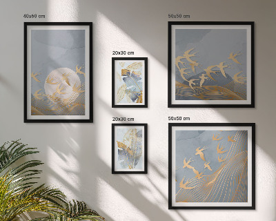 Set 5 slik v okvirju Elegantne ptice puščajo sivo