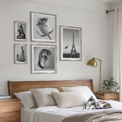 Poliptih v okvirju Eleganten črno-beli Pariz