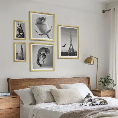 Poliptih v okvirju eleganten črno-beli motiv Pariza