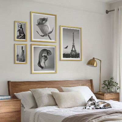 Poliptih v okvirju Eleganten črno-beli Pariz