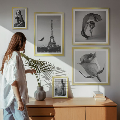 Poliptih v okvirju Eleganten črno-beli Pariz