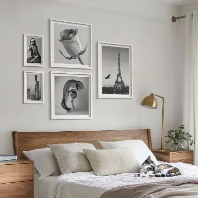 Poliptih v okvirju eleganten črno-beli motiv Pariza
