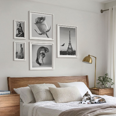 Poliptih v okvirju Eleganten črno-beli Pariz