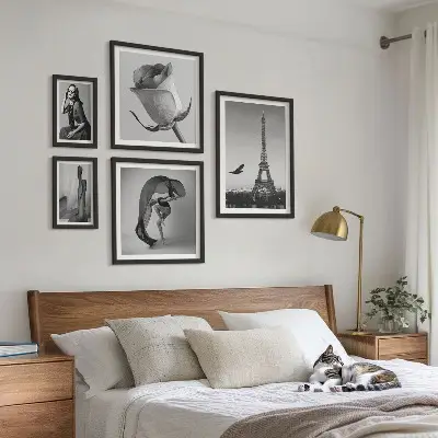 Poliptih v okvirju eleganten črno-beli motiv Pariza